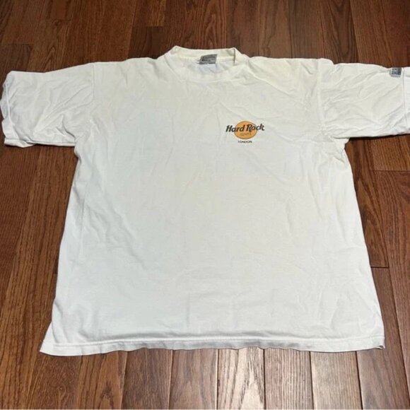 Vintage 90s Hard Rock Cafe London "The Original" White Graphic T-Shirt Tee XL - Picture 1 of 5